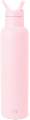 Simple Modern Water Bottle with Narrow Mouth Straw Lid Metal Thermos Vacuum Insulated Stainless Steel l Reusable Leak Proof BPA-Free Flask | Ascent Collection | 24oz, Blush
