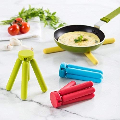 3/Pack Foldable Trivets Silicone, FENGCHEN Folding Trivets, Non-Slip Collapsible Cross Compact Design Expandable Silicone Pot Holder,Grey