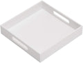 Glossy White Sturdy Acrylic Serving Tray with Handles-10x10Inch-Serving Coffee,Appetizer,Breakfast,Butler-Kitchen Countertop-Makeup Drawer Organizer-Vanity Table,Ottoman Tray-Decorative Tray