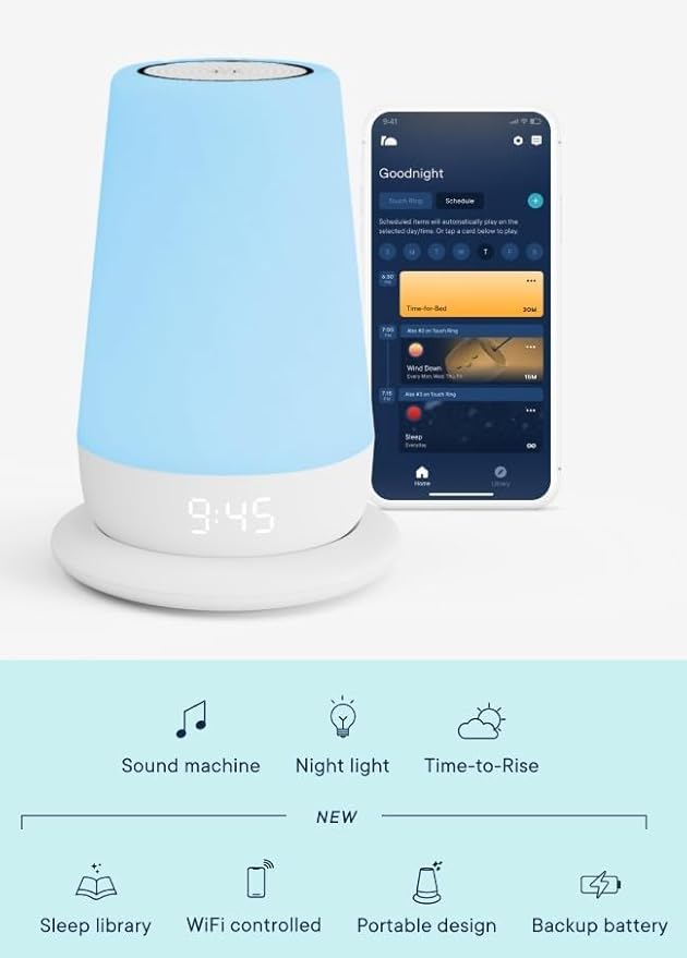 Hatch Rest+ Baby & Kids Sound Machine | 2nd Gen | Child’s Night Light, Alarm Clock, Toddler Sleep Trainer, Time-to-Rise, White Noise, Bedtime Stories, Portable, Backup Battery (with Charging Base)