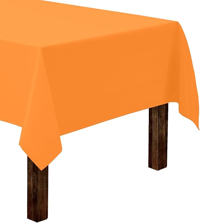 Gee Di Moda Rectangle Tablecloth - 60 x 126 Inch Orange Table Cloth for 8 Foot Rectangle Table - Heavy Duty Washable Fabric - for 8 Ft Buffet Table, Holiday Party, Dinner, Wedding & Baby Shower