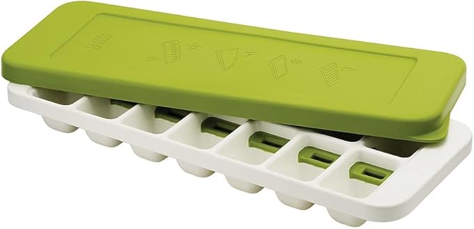 Joseph Joseph QuickSnap Ice Cube Tray with Cover Lid Easy-Release No-Spill Stackable Odor-Free Dishwasher Safe, Green
