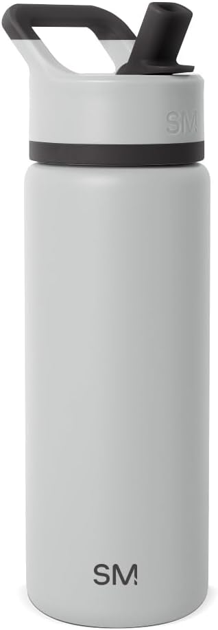 Simple Modern Kids Water Bottle with Straw Lid | Vacuum Insulated Stainless Steel Metal | Reusable Leak Proof BPA-Free Thermos for School | Summit Collection | 18oz, Ice Gray