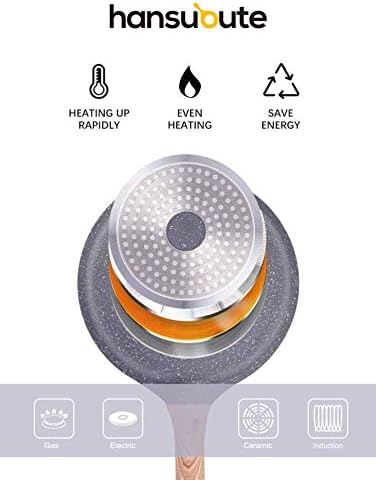 Induction Nonstick Frying Pan,Light Weight Skillet,Healthy Non Toxic Omelet Pan,All Stoves Compatible Egg Pan (grey, 9.5inch with lid)
