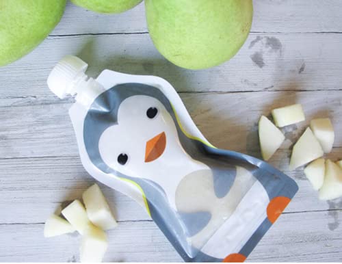Squooshi Reusable Baby Food Pouches for Toddlers | BPA Free Plastic, Food Safe, Freezer Safe | Refillable for Applesauce Yogurt & Puree Squeeze Pouch | 6 Pack | 3.4 oz