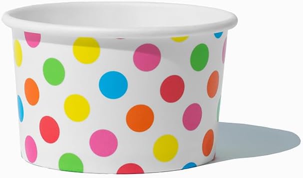 UNIQ 1000-Count 4 oz Polka Dot Paper Ice Cream Cups Rainbow | Dessert Bowls in Multiple Colors & Sizes Frozen Dessert Supplies