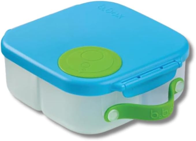 b.box Mini Lunch Box, Bento Box for Kids, Snack Container with 2 Leak Proof Compartments, Reusable Snack Containers with Lids, Kids Lunch Boxes Ages 3+, BPA Free, 4 1/4 Cup Capacity (Ocean Breeze)
