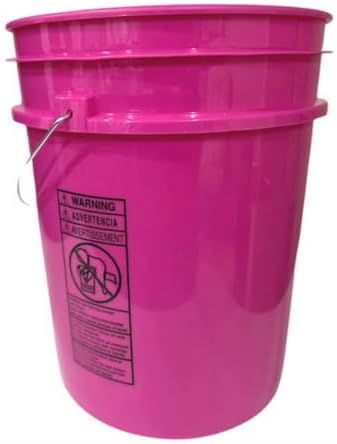 House Naturals 5 Gallon Premium HPDE Plastic Bucket - Made in USA Food Grade Storage Container, BPA Free All Purpose Pail (4, Magenta)