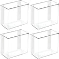 mDesign Plastic Adhesive Mount Storage Organizer Container for Kitchen or Pantry Wall Organization - Space Saving Holder for Sandwich Bags, Foil - 6" Wide - Poppon Collection - 4 Pack - Clear
