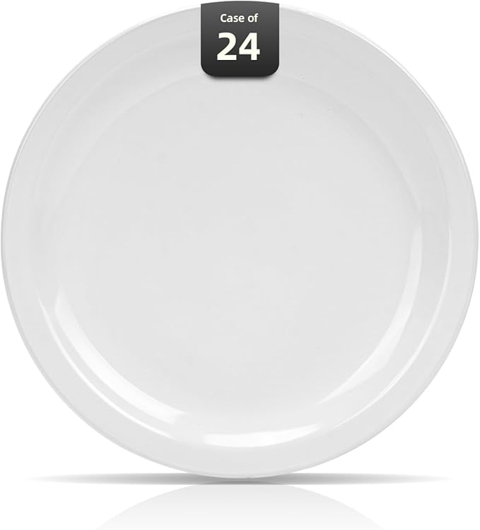 Stoneware Narrow Rim Commercial Grade Dinnerware (Bright White, Plate 9 5/8")