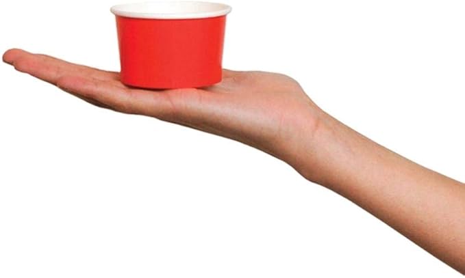 UNIQ 1000-Count 4 oz Paper Ice Cream Cups Red Color | Disposable Dessert Bowls for Ice Cream, Yogurt, Gelato | Frozen Dessert Supplies