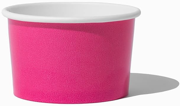 UNIQ 1000-Count 4 oz Paper Ice Cream Cups Pink Color | Disposable Food & Dessert Bowls for Ice Cream, Yogurt, Gelato | Frozen Dessert Supplies