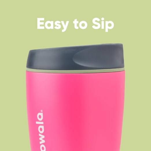 Owala SmoothSip Insulated Stainless Steel Coffee Tumbler, Reusable Iced Coffee Cup, Hot-Coffee Travel Mug, BPA Free, Perfect for Cappuccino, 10 oz, Pink (Watermelon Breeze) (Pack of 8)