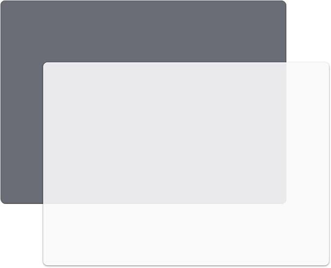 Gartful Oversize Silicone Mat for Craft, 27.6X 19.7 inches Silicone Sheet for Resin Jewelry Casting Mat Pad Countertop Protector, Nonstick Table Placemat, Dark Gray & Translucent, Pack of 2
