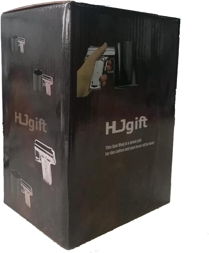 HLJgift Novelty Ceramic Coffee Mugs Gun Mugs Pistol Cup for amazing gift Black&Silver
