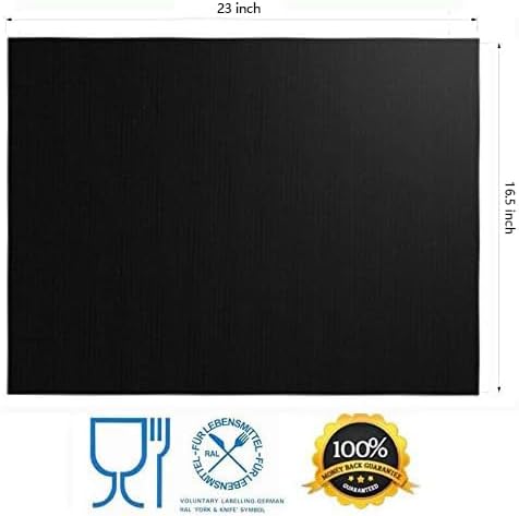 Renook Grill Mat Set of 6-100% Non-Stick Reusable Mats for Gas, Charcoal or Electric Grills - Easy to Clean - 23 x 16.5-Inch, Black