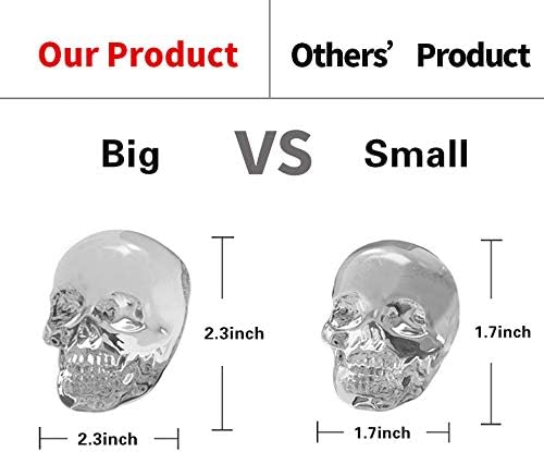 CHIYAN Skull Ice Mold Silicone - Set of 6 Large 3D Ice Cube Molds, 2.3x2.3 Inch Flexible Silicone Freezer Tray, Whiskey Cubes Mold Skull for Party Cocktails Champagne and Drinks