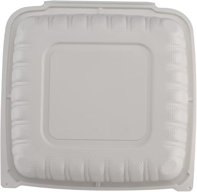 TIYA Clamshell Food Containers - White Bulk 150 Pack, 9x9 in - BPA-Free Plastic To-Go Containers - Microwavable, Hinged, Tall Reusable Clamshells - Great for Meal Prep