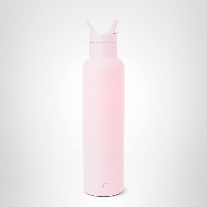 Simple Modern Water Bottle with Narrow Mouth Straw Lid Metal Thermos Vacuum Insulated Stainless Steel l Reusable Leak Proof BPA-Free Flask | Ascent Collection | 24oz, Blush