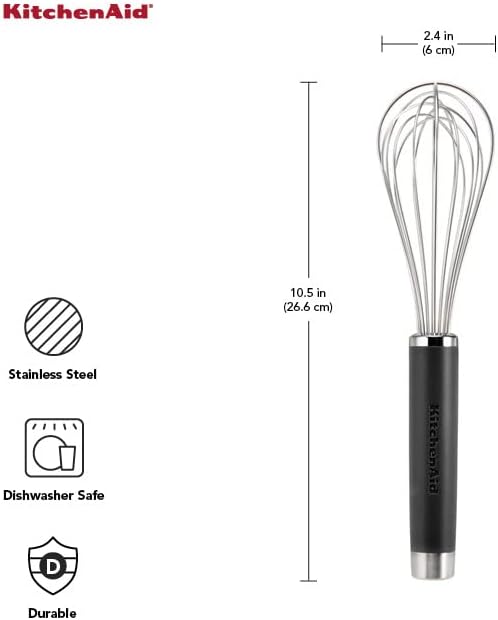 KitchenAid Gourmet Utility Whisk, 10.5-Inch, Matte Black