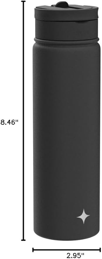 JoyJolt Triple Insulated Water Bottle with Straw Lid AND Flip Lid! 22oz Water Bottle, 12 Hour Hot/Cold Vacuum Insulated Stainless Steel Water Bottle. BPA-Free Leakproof Water Bottles - Thermos Bottle
