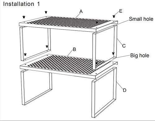 NEX Kitchen Shelf Organizer for Cabinet Counter Cupboard Pantry, Stackable & Expandable, Silver