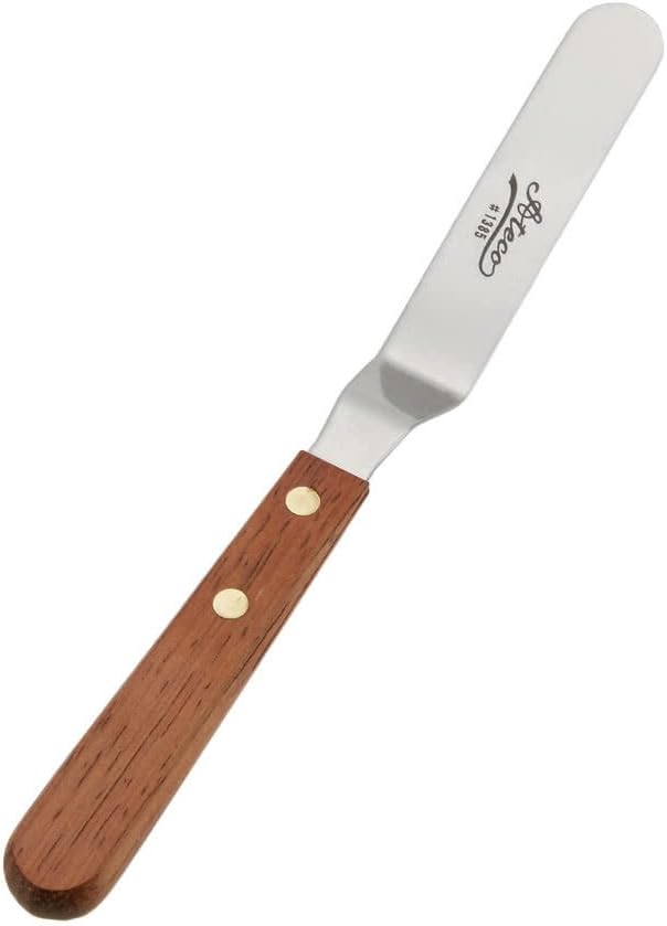 Ateco 1385 Offset Spatula with 4.5-Inch Stainless Steel Blade, Wood Handle, 4.5 Inch, natural