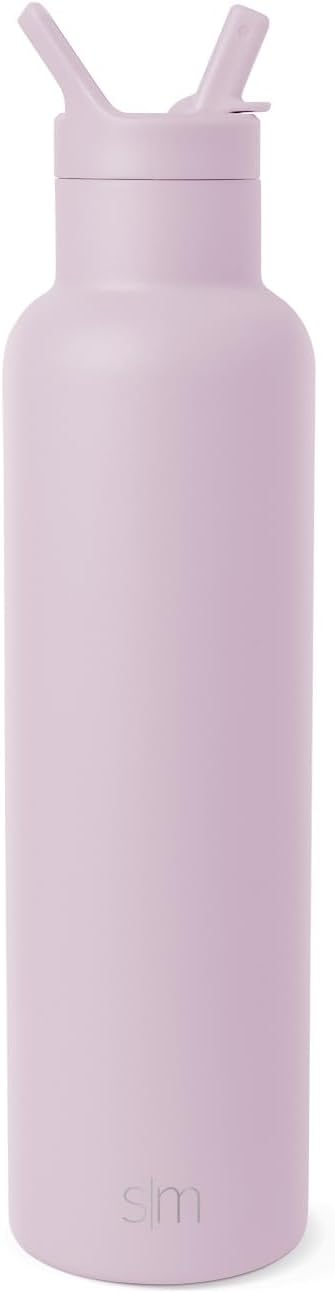 Simple Modern Water Bottle with Narrow Mouth Straw Lid Metal Thermos Vacuum Insulated Stainless Steel l Reusable Leak Proof BPA-Free Flask | Ascent Collection | 24oz, Lavender Mist