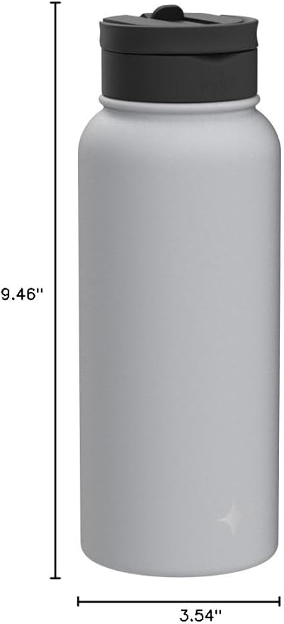 JoyJolt Triple Insulated Water Bottle with Straw Lid AND Flip Lid! 32oz Large Water Bottle, 12 Hour Hot/Cold Vacuum Insulated Stainless Steel Bottle. BPA-Free Leakproof Water Bottles - Thermos Bottle