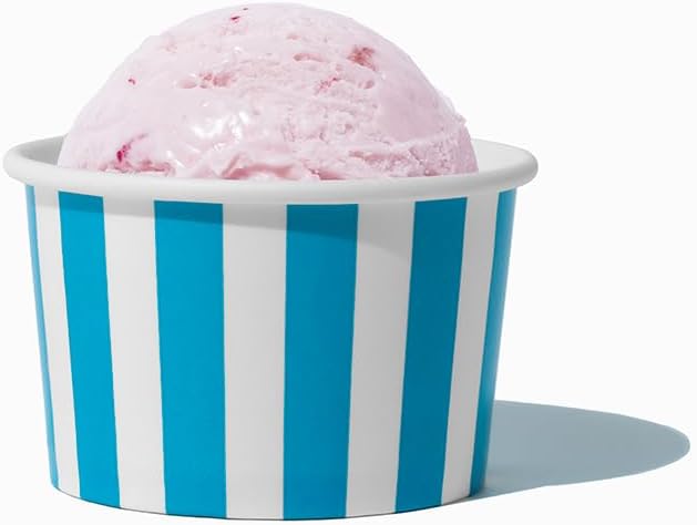 UNIQ 1000-Count 4 oz Striped Paper Ice Cream Cups Blue Color | Disposable Dessert Bowls in Multiple Colors Frozen Dessert Supplies