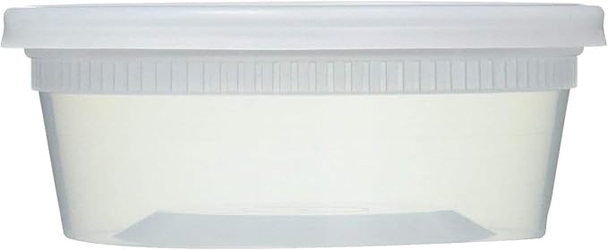 Mr Miracle 8OZ Deli Containers with Lids - 15 Pack of 8 oz Clear Airtight Reusable Plastic Food and Multi-Purpose Deli Containers - Microwave, Freezer, and Dishwasher Safe