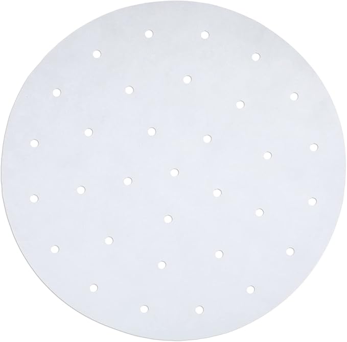 Juvale Disposable Air Fryer Liners - 10-Inch Round White 100-Pack - Perforated Parchment Paper Sheets for Dumplings, Buns & Dim Sum - Steamer Basket Liners & Air Fryer Accessories