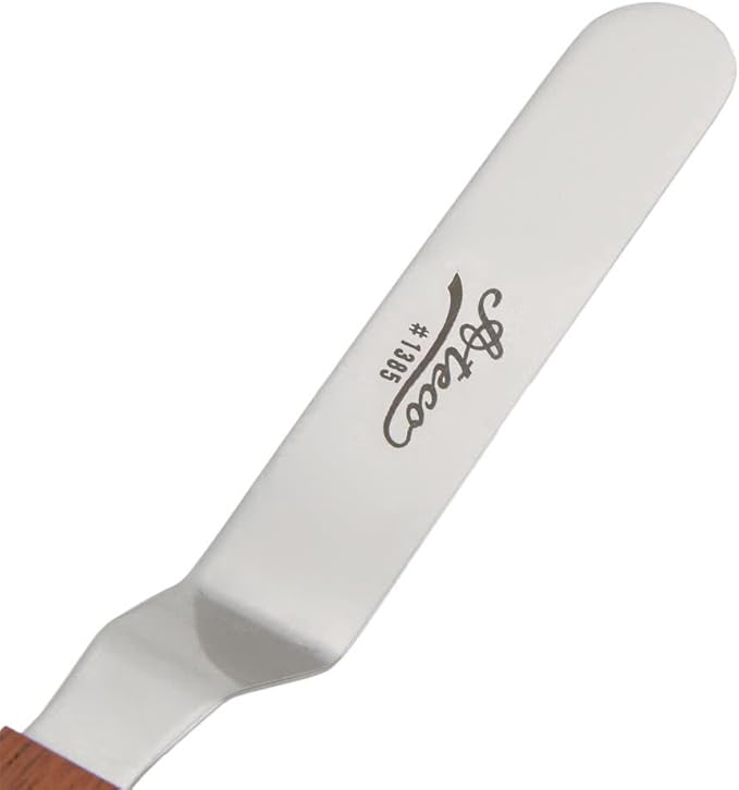 Ateco 1385 Offset Spatula with 4.5-Inch Stainless Steel Blade, Wood Handle, 4.5 Inch, natural