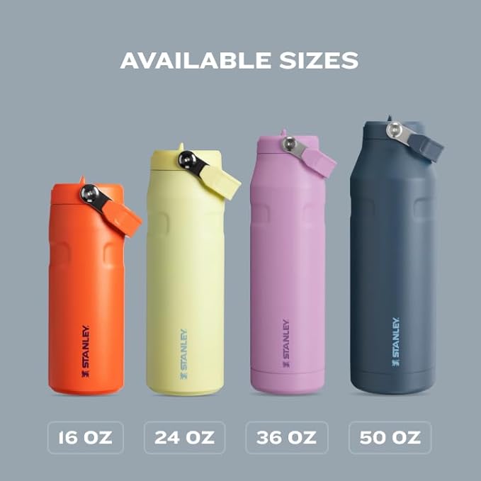 Stanley IceFlow Flip Straw 2.0 Water Bottle 36 oz | Built-In Straw with Larger Opening | Lightweight and Leak Resistant | Insulated Stainless Steel | BPA-Free | Rose Quartz