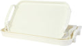 Serving Tray with Handles Set of 3 Rectangular Large Serving Platters 18.3/16.7/14.8 Inch White Plates for Dinner, Party, Entertaining, Cream