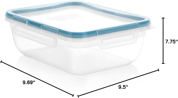 Snapware Total Solution 3-Pack (8.5-Cup) Plastic Food Storage Containers Set, Leakproof & Airtight Locking Lids Rectangular Tupperware, Non-Toxic BPA-Free Lids, Microwave Dishwasher Freezer Safe