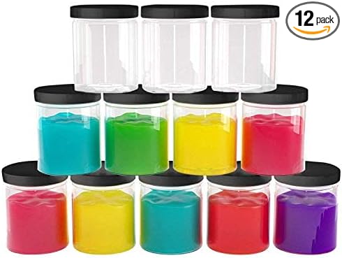 6 oz Plastic Jars with Lids (12 pack) - Clear Empty Containers for Body Lotions, Creams, Butters - Great for Storage and Organization of Crafts, Teas, and Spices