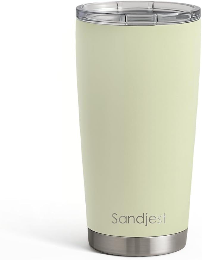 SANDJEST Green Tumbler 20oz Stainless Steel Double Wall Vacuum Insulated, Travel Coffee Cup, Gifts for Men Women Birthday Christmas