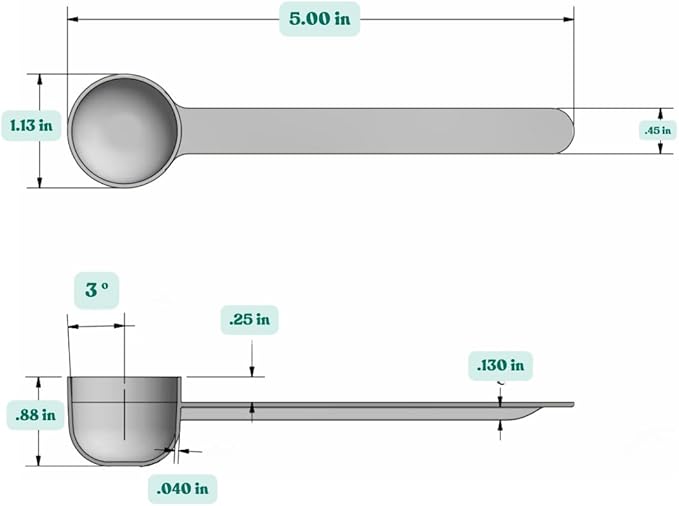 2 Teaspoon (2/3 Tablespoon | 10 mL) Long Handle Rounded Scoop for Measuring Coffee, Pet Food, Grains, Protein, Spices and Other Dry Goods (Pack of 10)