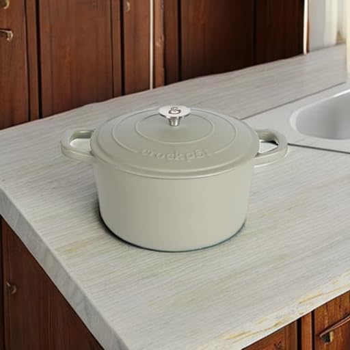Crock-Pot Artisan 7-Quart Round European Enameled Cast Iron Dutch Oven with Lid – Matte Green, Durable Oven Safe Cookware