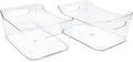 Isaac Jacobs 2-Pack Small Clear Storage Bins (9.4” x 6.7” x 4.1”) w/Handles, Plastic Box Set, Home, Office, Fridge, Freezer, Kitchen, Pantry Organization Container, BPA-Free/Food Safe (Small, 2-Pack)