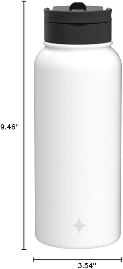 JoyJolt Triple Insulated Water Bottle with Straw Lid AND Flip Lid! 32oz Large Water Bottle, 12 Hour Hot/Cold Vacuum Insulated Stainless Steel Bottle. BPA-Free Leakproof Water Bottles - Thermos Bottle