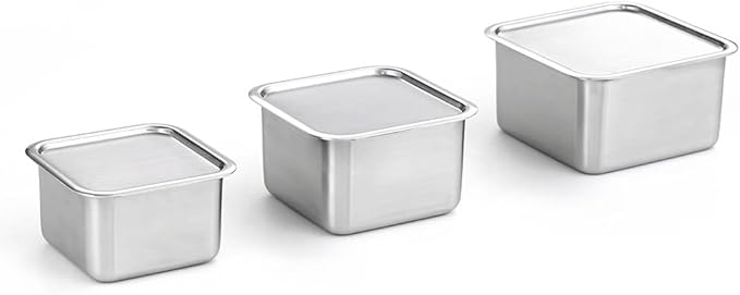 CuBE High 3PCS Set Stainless Steel Food Storage Containers With Lids and 3 Net Kitchen Appliances Dishwasher Safe Premium South Korea