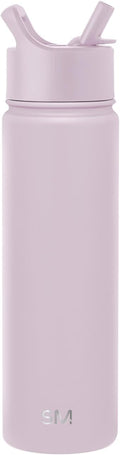Simple Modern Water Bottle with Straw Lid Vacuum Insulated Stainless Steel Metal Cup Bottles | Reusable Leak Proof BPA-Free Flask for Gym, Travel, Sports | Summit Collection | 22oz, Lavender Mist