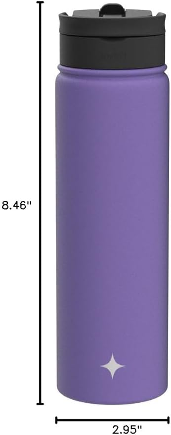 JoyJolt Triple Insulated Water Bottle with Straw Lid AND Flip Lid! 22oz Water Bottle, 12 Hour Hot/Cold Vacuum Insulated Stainless Steel Water Bottle. BPA-Free Leakproof Water Bottles - Thermos Bottle