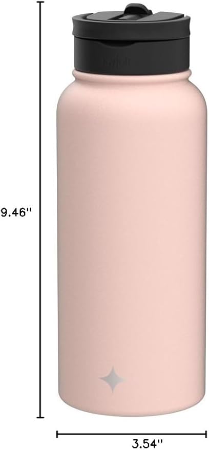 JoyJolt Triple Insulated Water Bottle with Straw Lid AND Flip Lid! 32oz, 12 Hour Hot/Cold Vacuum Insulated Stainless Steel Large Bottle. BPA-Free Leakproof Thermos Water Bottles