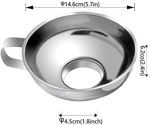 Stainless Steel Funnel for Mason Jar with Handle for Regular and Wide Mouth Jars (Neck-4.5cm)