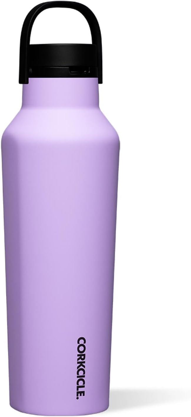 Corkcicle Sport Canteen - Keeps Drinks Cold 25 Hours - Stainless Steel Water Bottle - Triple-Insulated - Spill-Proof - Summer Drinkware Gift - Keeps Drinks Ice Cold - 20 oz - Sun-Soaked Lilac