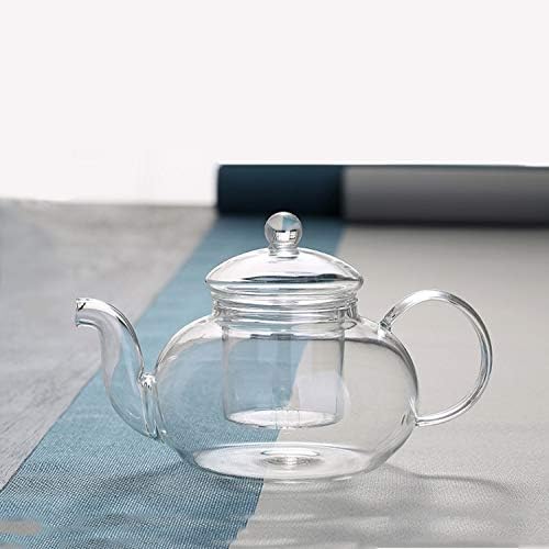 Glass Teapot with Removable Clear Infuser, 27 oz/ 800 ml Stove Top & Microwave Safe Borosilicate Glass Kettle with Loose Leaf Tea Strainer For Flower Blooming Tea