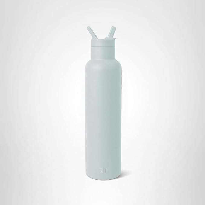 Simple Modern Water Bottle with Narrow Mouth Straw Lid Metal Thermos Vacuum Insulated Stainless Steel l Reusable Leak Proof BPA-Free Flask | Ascent Collection | 24oz, Sea Glass Sage